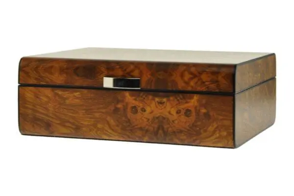 Burl Elm Wood Finish Humidor - 25 Cigar Capacity