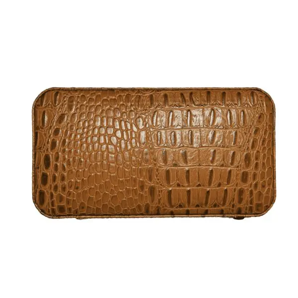 Leather Travel Cigar Case - brown and textured, holding up to 6 cigars