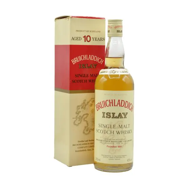 Bottle of vintage 1980s Bruichladdich whisky