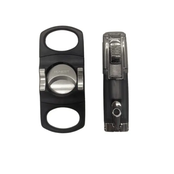 Honest Lighter and Cigar Cutter set in Black - Image 2