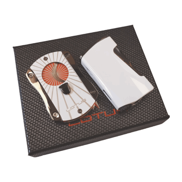 Lotus Chroma Cutter & Lighter Gift Set in White