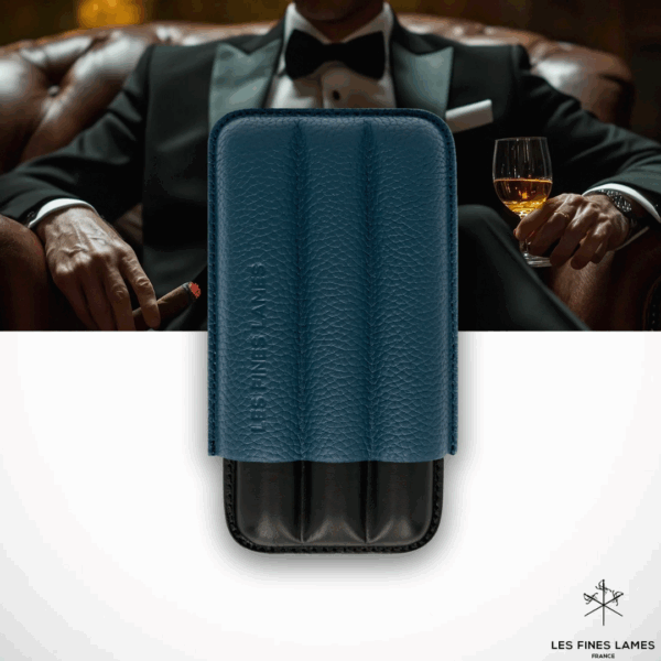 Les Fines Lames TRIO Blue Cigar Case