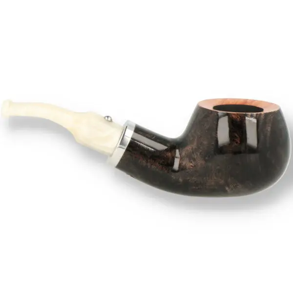 White Elephant Ebony & Ivory Grey Pipe - Shape 2