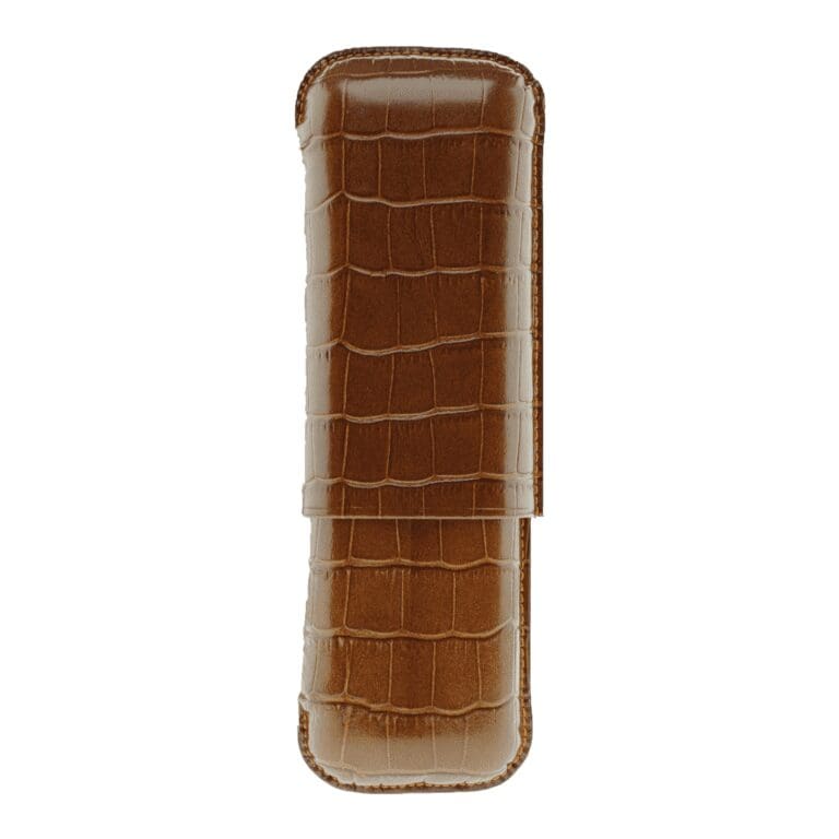 Tan croc leather Cigar case